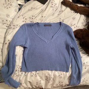 Blue Milena ribbed brandy cropped sweater